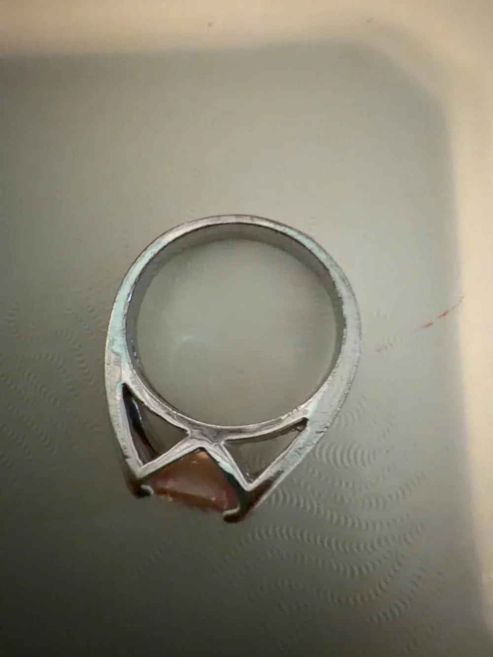 Women's Light Orange or Peach Gemstone Sterling Ring